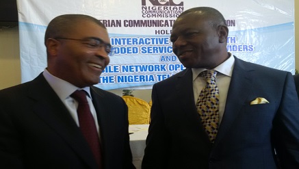 (L-r): Demola Seriki, representative of Mobile Value Added Service Companies (MVAS) and Dr. Okechukwu Itanyi, executive commissioner, Stakeholders Management, NCC, during stakeholders’ interactive session on Value Added Service (VAS) organized by NCC in Lagos on Thursday.